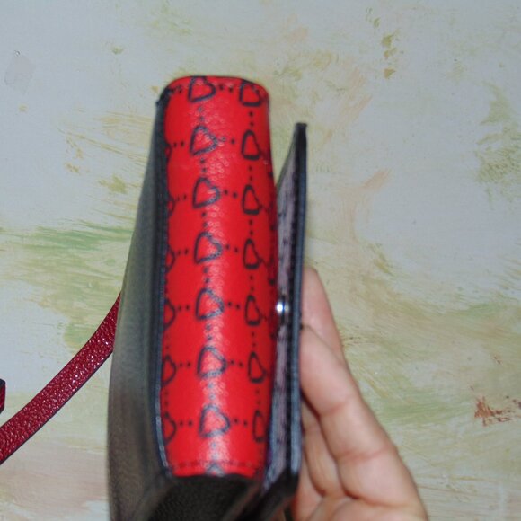 Brighton Postcard Love Amor Black Red Leather Flap Crossbody Messenger Purse - Picture 6 of 10